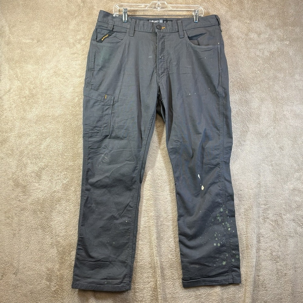 Ariat Rebar M4 Gray Relaxed Straight Canvas Workwear Pants Men's Sz 36X30 READ